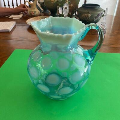 Fenton Coin Dot Light Blue Pitcher