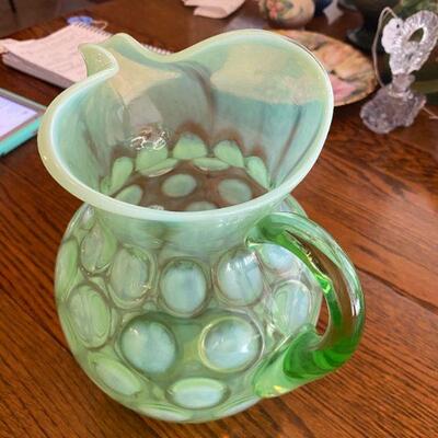 Fenton Coin Dot  Pitcher Green