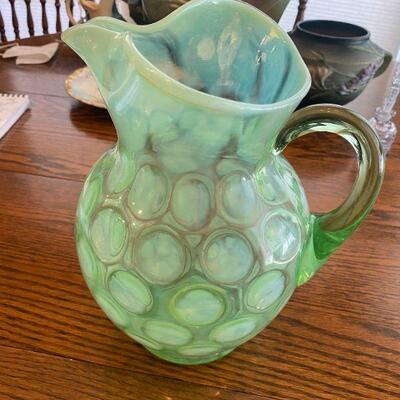 Fenton Coin Dot  Pitcher Green