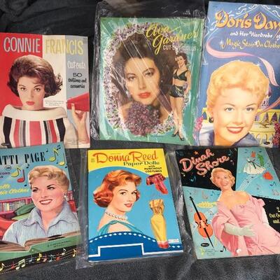 Collection of 6 Vintage Paper Doll Books with Ava Gardner and Doris Day