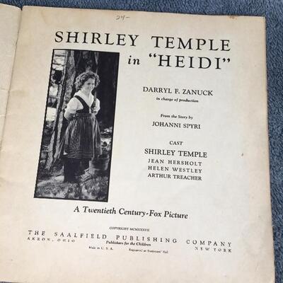 Original Shirley Temple in Heidi RARE Book Saalfield Edition No. 1771