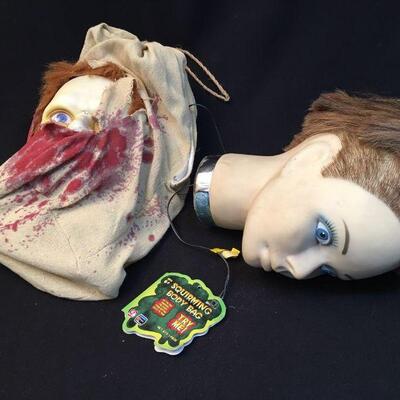 Spooky lot of 2 life-size Halloween heads mannequin + zombie staring eyes.