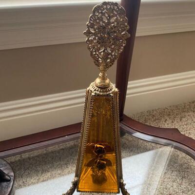 Ormolu Amber Glass Perfume Bottle