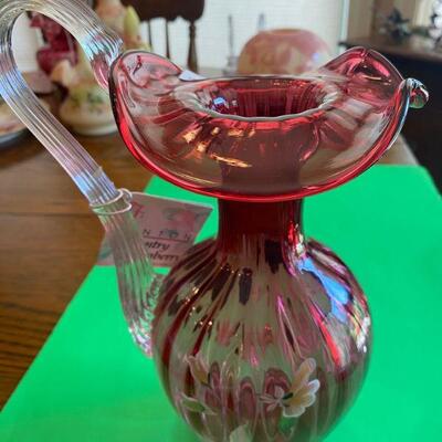 Fenton Pansy on Cranberry Pitcher