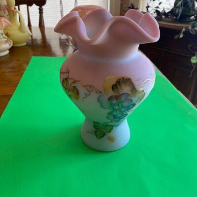 Fenton Burmese Grape Vase