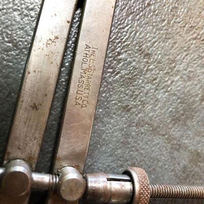 143: Vintage Starrett Thickness Gage, Divider, and Calipers