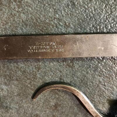 143: Vintage Starrett Thickness Gage, Divider, and Calipers