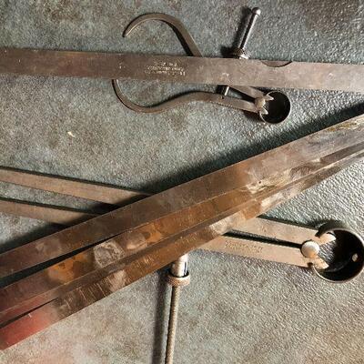143: Vintage Starrett Thickness Gage, Divider, and Calipers