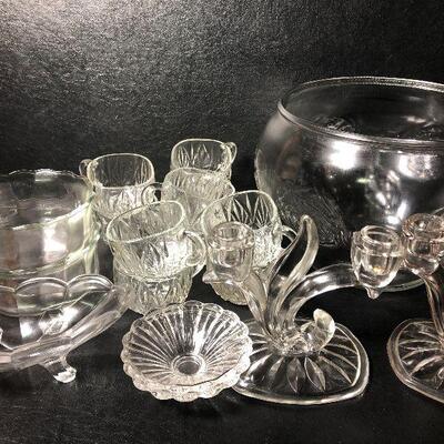 1: Vintage Large Clear Glass Lot