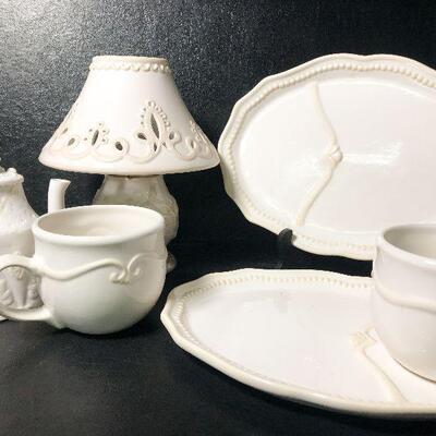 2: Vintage Princess House & Lenox Winter White Decor Lot