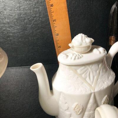 2: Vintage Princess House & Lenox Winter White Decor Lot