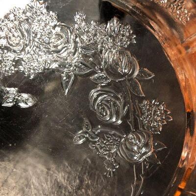 7: Vintage Pink Depression Glass with Floral Etching
