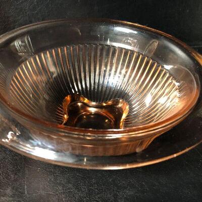 7: Vintage Pink Depression Glass with Floral Etching