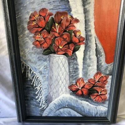 38: Vintage Original Floral Acrylic Painting