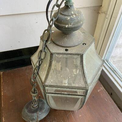 78: Vintage Lovely Brass and Glass Outdoor Light