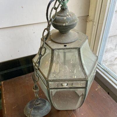 78: Vintage Lovely Brass and Glass Outdoor Light