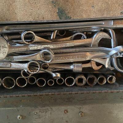 101: Vintage Craftsman Tool Box with Wrenches and Sockets