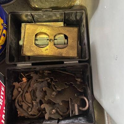 109: Vintage Box Lot of Fixings and Hardware
