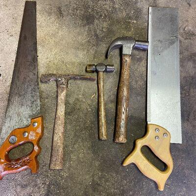 166: Vintage Lot of Saws and Hammers
