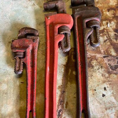 168: Vintage Three Drop Forged Pipe Wrenches