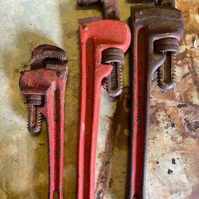 168: Vintage Three Drop Forged Pipe Wrenches