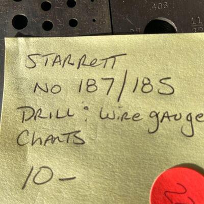 222: Vintage Starret Drill Wire Gage Charts
