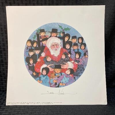P Buckley Moss SANTA'S FRIENDS 1993 Repro Print Signed Numbered Unframed