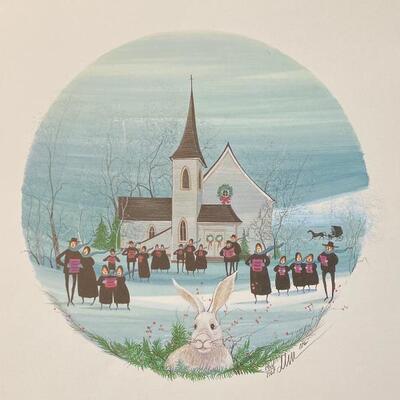 P Buckley Moss WHITE CHRISTMAS Repro Print Signed Numbered Unframed