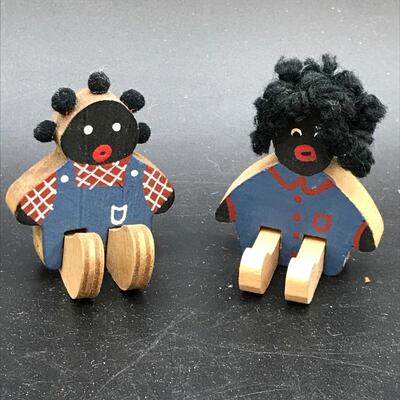 2 Miniature Wooden Figurines 
