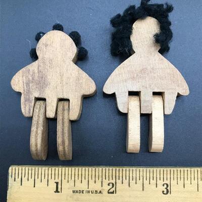 2 Miniature Wooden Figurines 