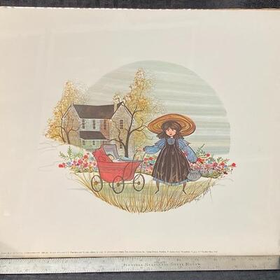 P Buckley Moss RED CARRIAGE 1985 Repro Print Unframed Signed Numbered