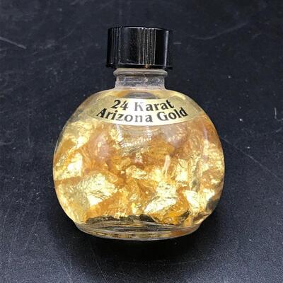 Novelty Bottle of 24k Gold-Leaf Flakes In Fluid