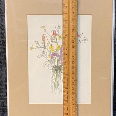 Pair of Mary Luo Goertzen Flower Lithographs Matted Unframed