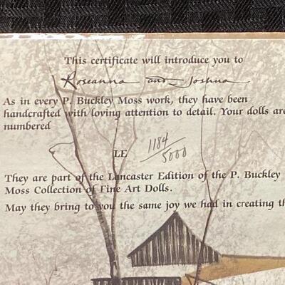 P Buckley Moss ROSEANNA AND JOSHUA Fine Art Doll Certificate Art Unframed Signed Numbered