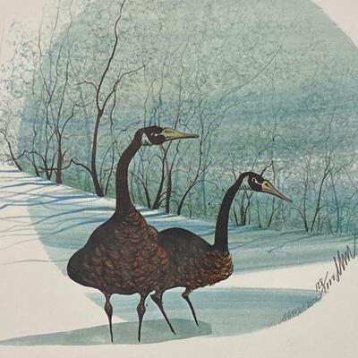P Buckley Moss WINTER'S MATES 1986 Repro Print Unframed Signed Numbered