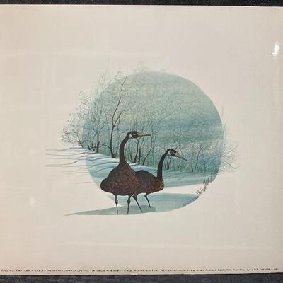 P Buckley Moss WINTER'S MATES 1986 Repro Print Unframed Signed Numbered