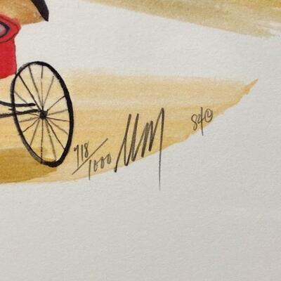 P Buckley Moss RED WAGON 1984 Repro Print Unframed Signed Numbered