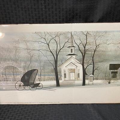 P Buckley Moss LONG GROVE CHURCH 1983 Repro Print Unframed Signed Numbered