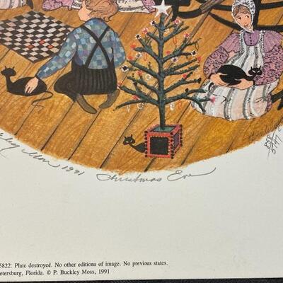 P Buckley Moss CHRISTMAS EVE 1991 Repro Print Unframed Signed Numbered
