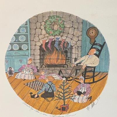 P Buckley Moss CHRISTMAS EVE 1991 Repro Print Unframed Signed Numbered