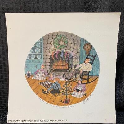 P Buckley Moss CHRISTMAS EVE 1991 Repro Print Unframed Signed Numbered