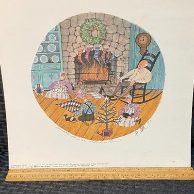 P Buckley Moss CHRISTMAS EVE 1991 Repro Print Unframed Signed Numbered