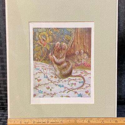 Vintage Mouse Lithograph Unframed