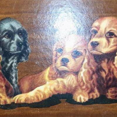 Hasko Faux Wood Trays with Puppies