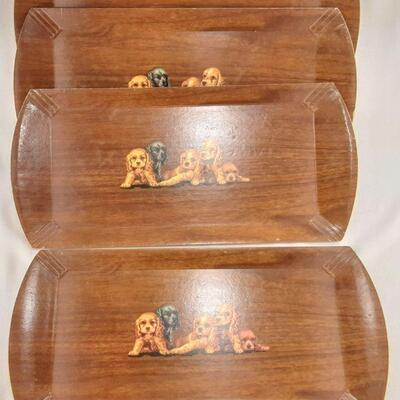 Hasko Faux Wood Trays with Puppies