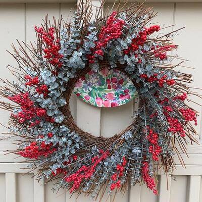 LOT 284 Holiday Door Wreath Eucalyptus & Berries