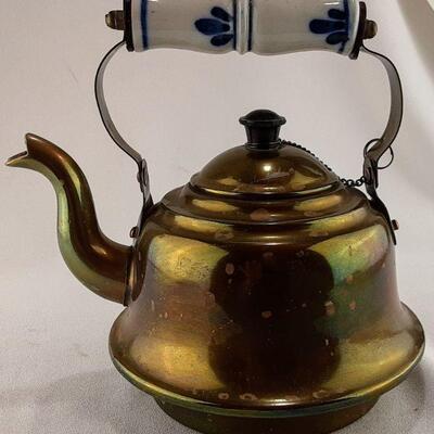 Brass Teapot and Ceramic Handle