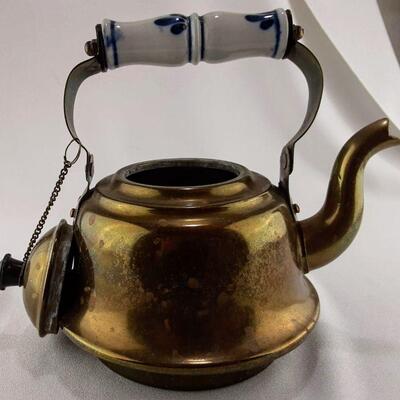 Brass Teapot and Ceramic Handle