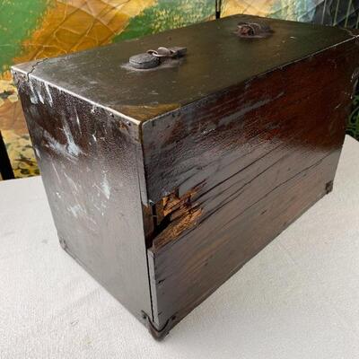 Lot# 3 s Great Antique 5 Drawer Wood Machinist Tool Box w/contents