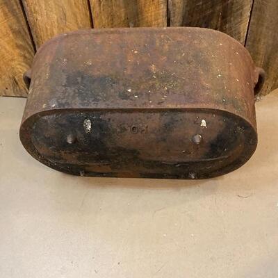 Lot# 4 Footed Double gate marked Oval Cast Iron Boiler Soap Lard Kettle marked OH or HO